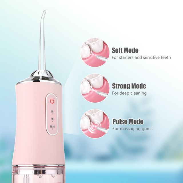 ✔️✅️Portable Oral Irrigator Water Flosser Usb Water Jet Floss 4 Jet Tip 220ml 3 Modes Ipx7 1400rpm Mouth Washing Machine-White
