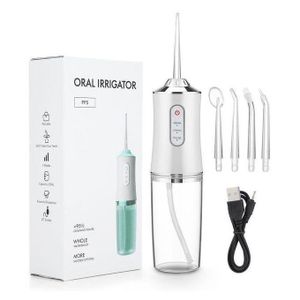 ✔️✅️Portable Oral Irrigator Water Flosser Usb Water Jet Floss 4 Jet Tip 220ml 3 Modes Ipx7 1400rpm Mouth Washing Machine-White