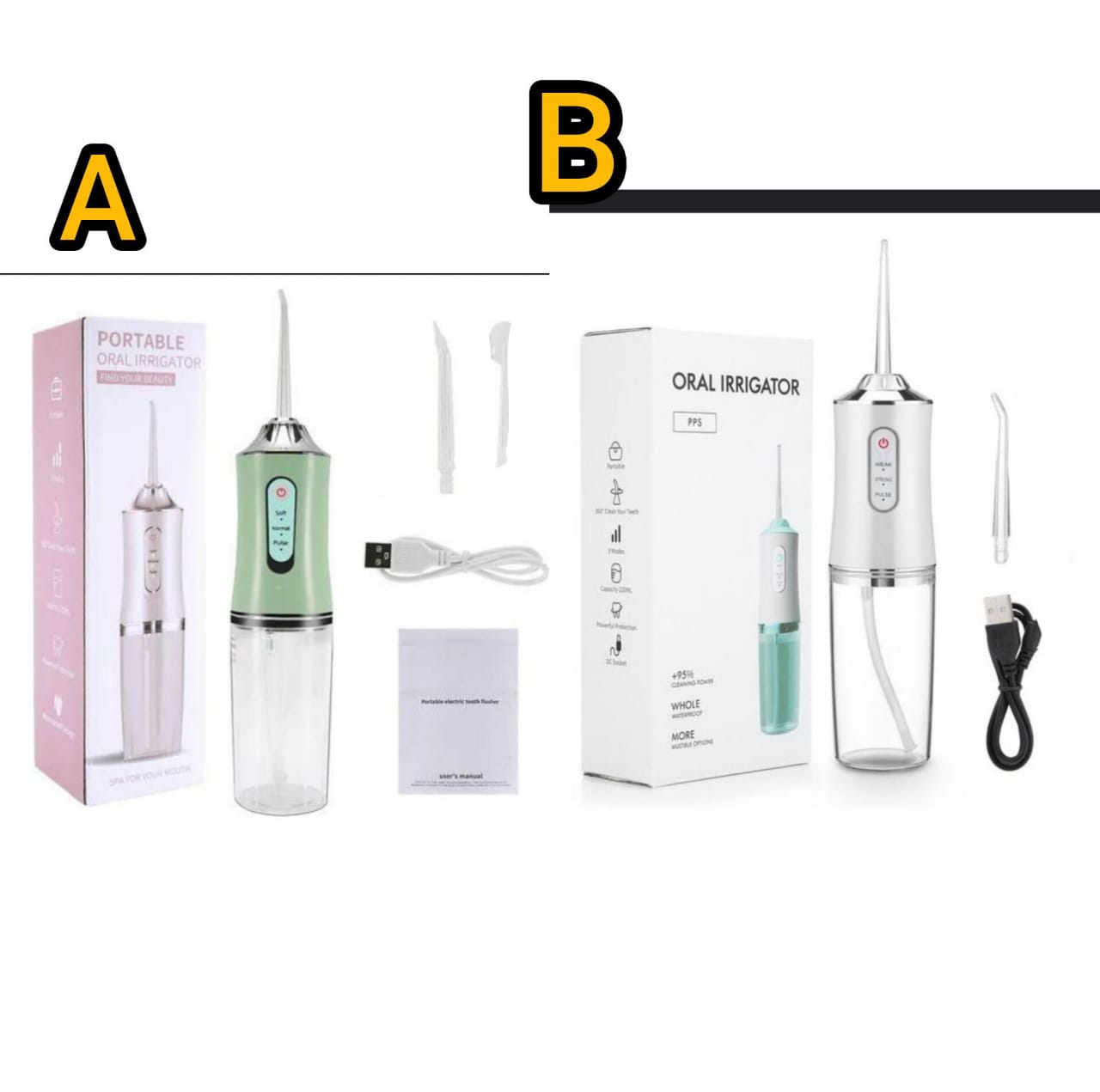 ✔️✅️Portable Oral Irrigator Water Flosser Usb Water Jet Floss 4 Jet Tip 220ml 3 Modes Ipx7 1400rpm Mouth Washing Machine-White