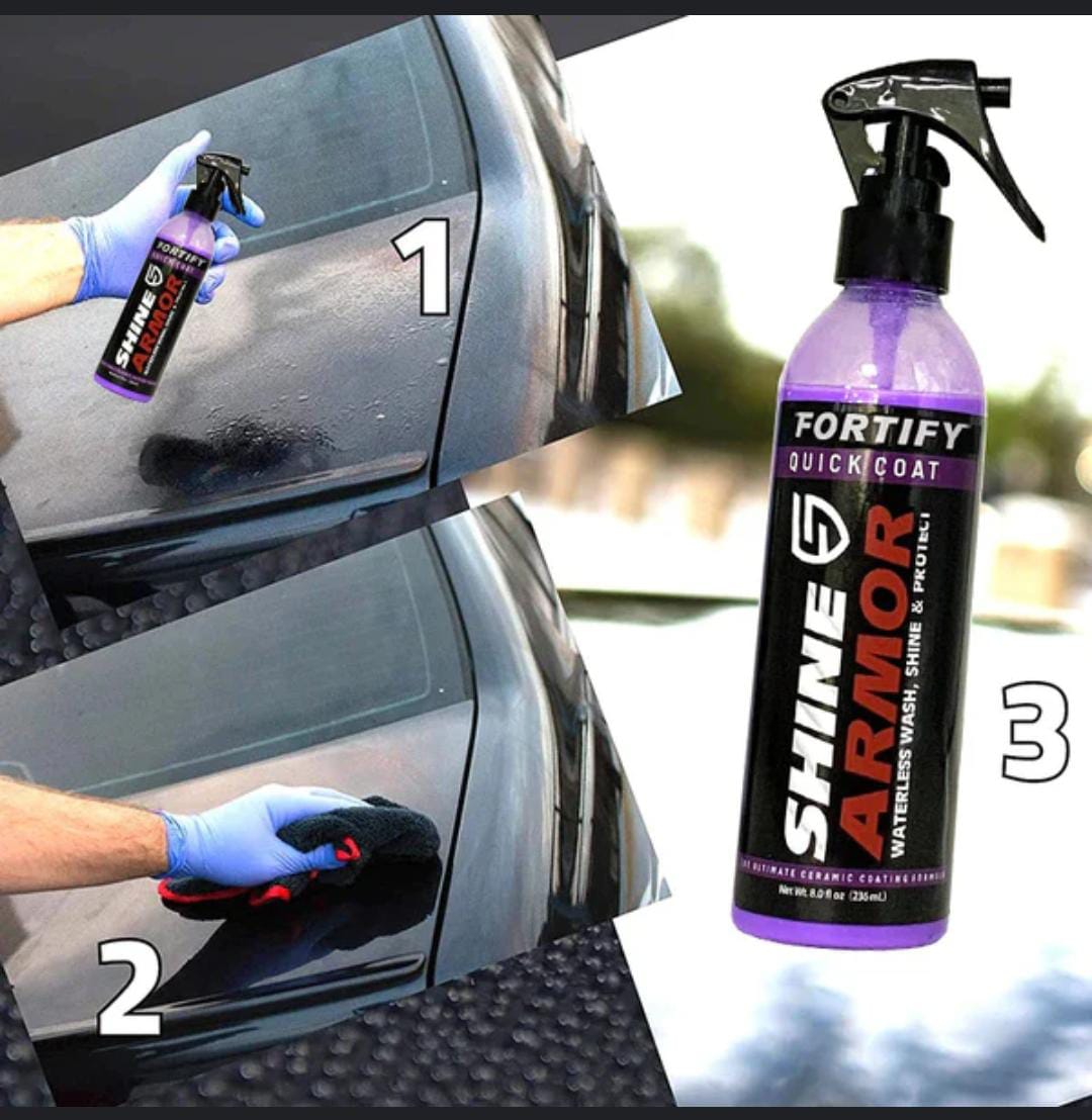 ✅Shine Armor ✅️🪄make your car Shine like new🤪Fortify Quick Coat Ceramic Coating Car Wax - 3 in 1 Hydrophobic Car Polish, Waterless Car Wash, and Shine - Polymer Sealent Top Coat Spray Protection (8o