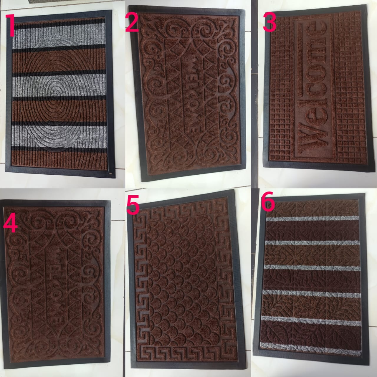 Door mat plain/patterned super strong and Antislip size 40 by 60.Waterproof Non Slip Strong Rubber Backing PVC Door Mat for Indoor Kitchen, Entrance Hall Hallway