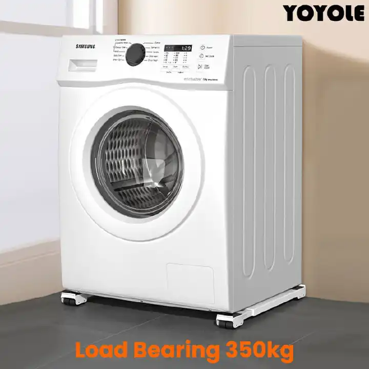 Adjustable Heavy Duty Washing Machine & Fridge Stand Base with 12 Wheels – 2pcs Metal Thickened Trolley for Washer, Dryer, Dishwasher & Appliance Mobility