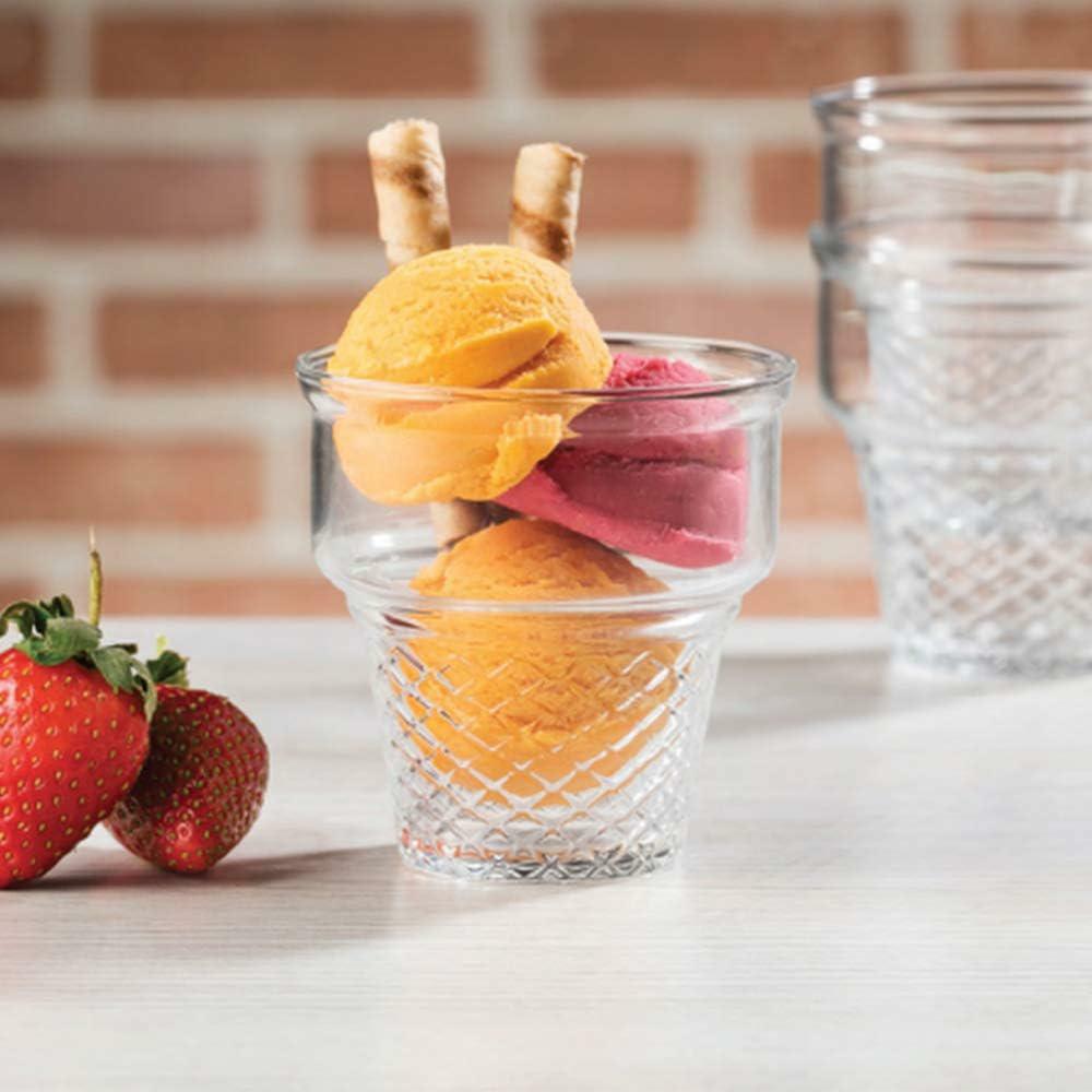 Set of 3 Pasabahce Minicornet Ice Cream Glass Cups – 450ml, Sturdy, Freezer Safe Dessert Glasses, No Sharp Edges, Elegant Glassware for Home or Café Use