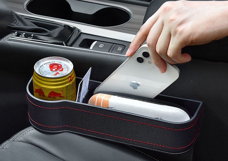 Premium Car Cup Holder with Phone Slot & Partitions | Multifunctional Car Seat Organizer for Wallet, Coins, Cables – Easy to Install & Remove