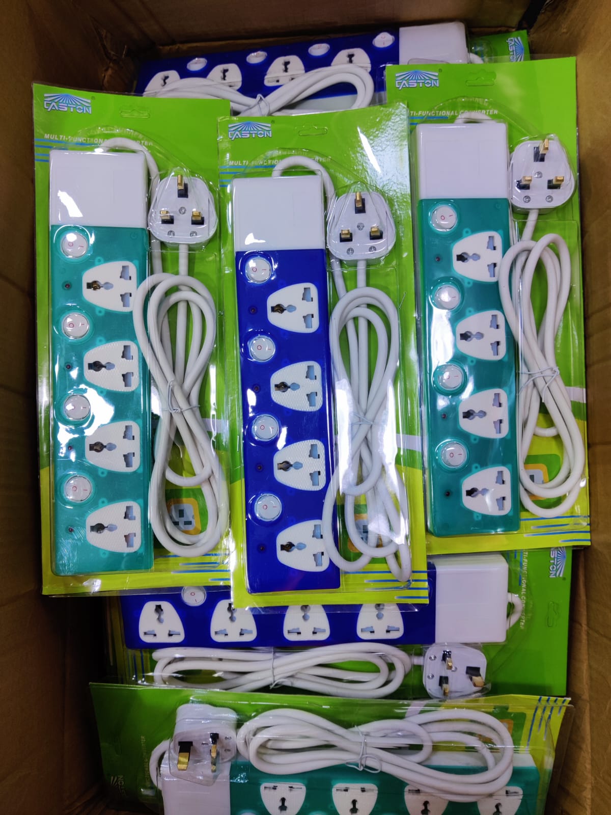 Caston 4-Way Power Extension – Surge Protected Socket Strip with Neon Indicator, Fire-Retardant Material, Heavy-Duty PVC Cable, Wall Mountable – Ideal for Home & Office Use