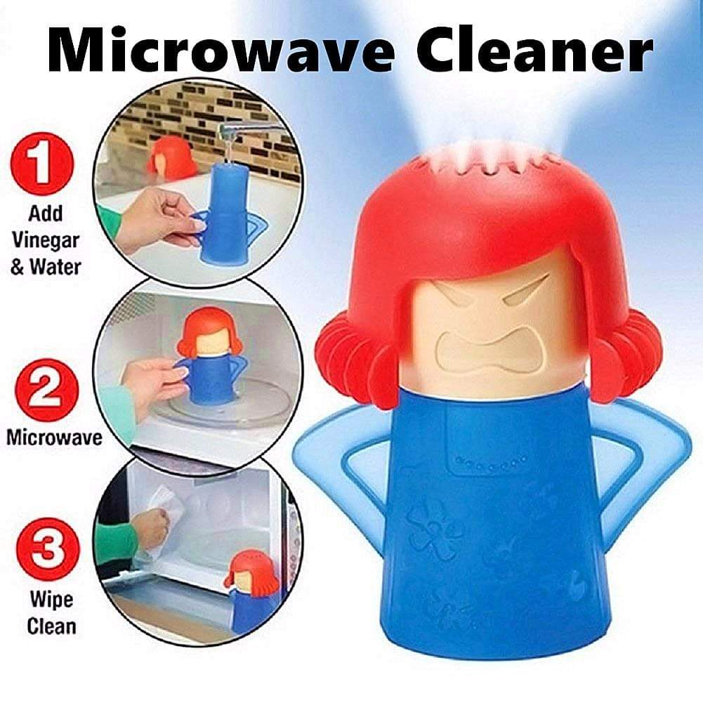 Angry Mama Microwave Cleaner – Steam Cleaning Gadget for Microwave Ovens, Removes Odors, Melts Grime with Vinegar & Water, Safe BPA-Free Plastic, Fun & Functional Kitchen Tool