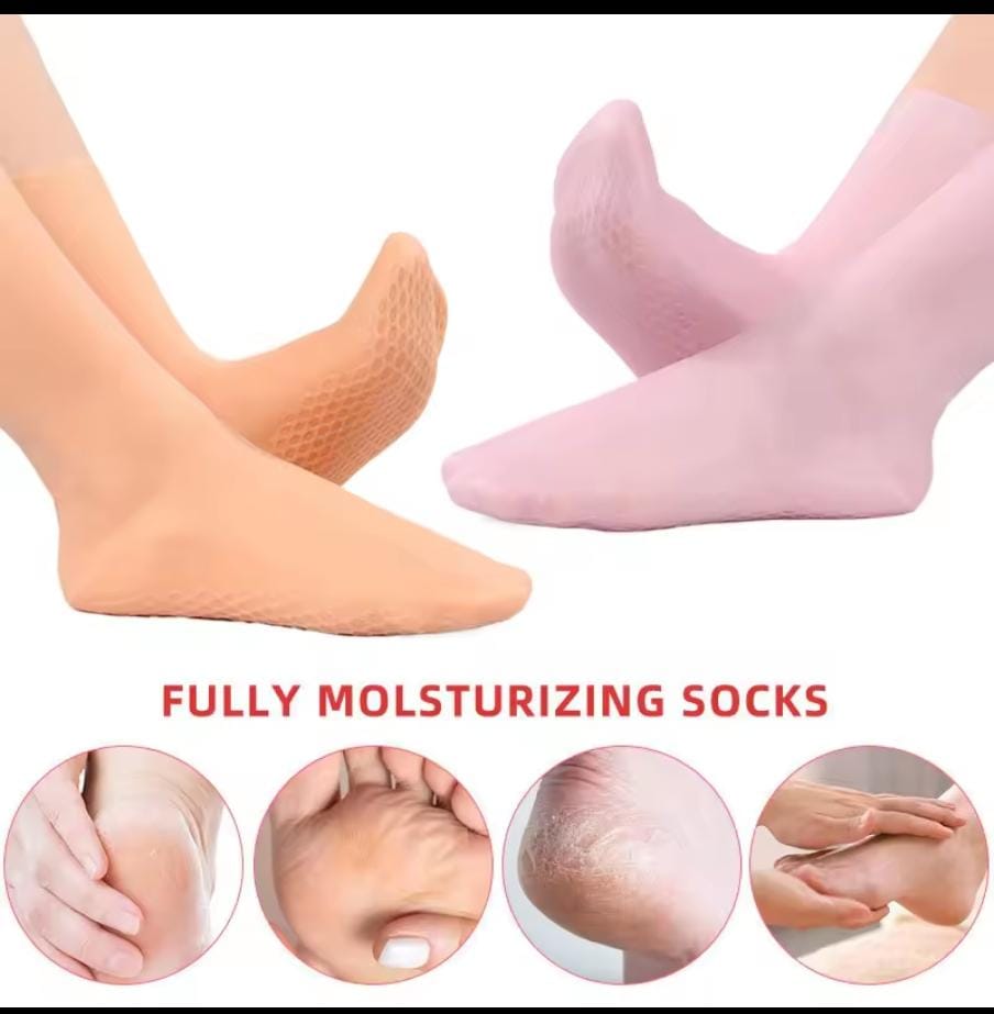 Silicon Anticracking Moisturizing Socks – Deep Hydration for Dry, Cracked Feet, Soft Breathable Material, Reusable Gel-Lined Foot Care Socks for Daily Use
