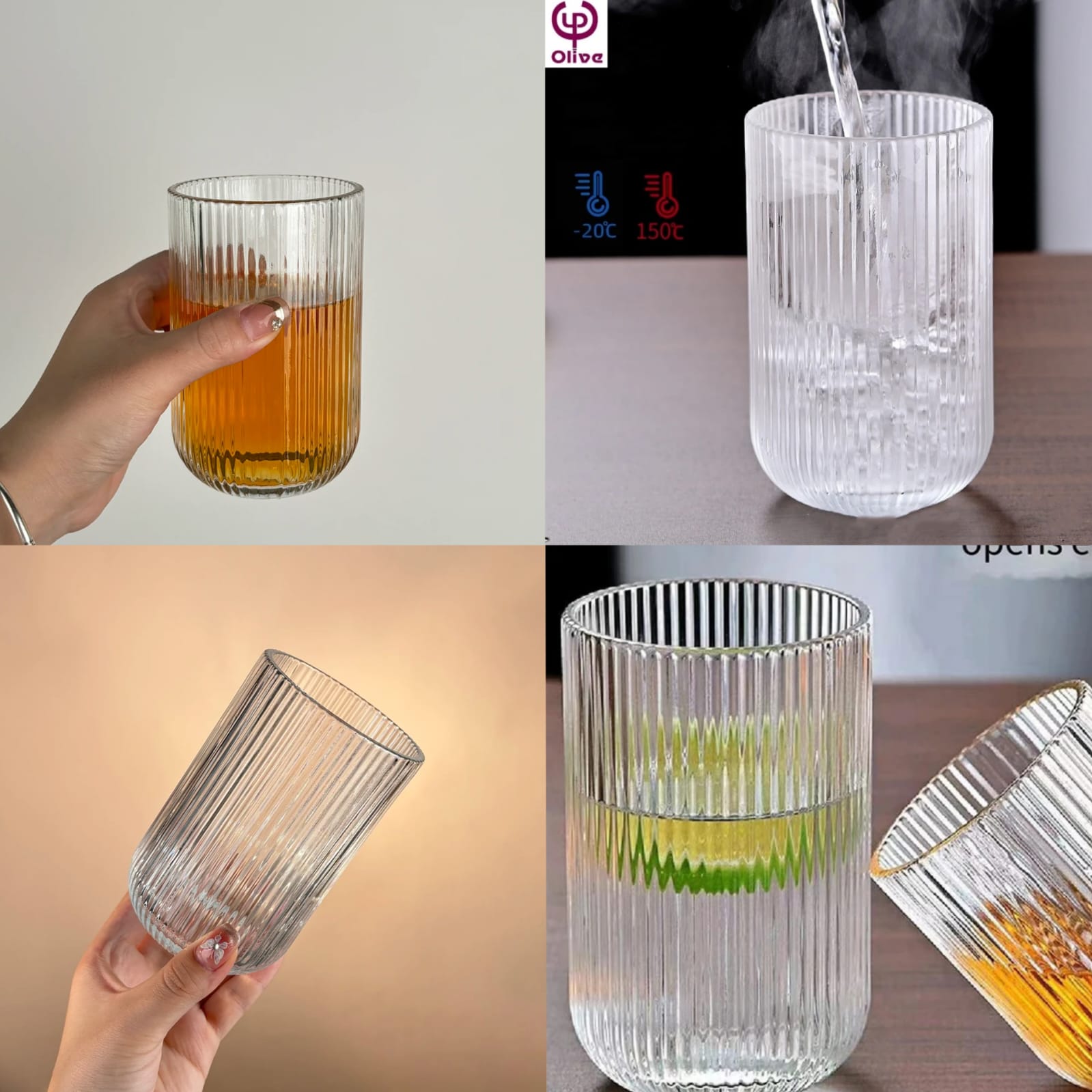 Sunda 6pcs or 12pcs a set of Drinking Glasses Kitchen Juice, Water Glass Cups Glass