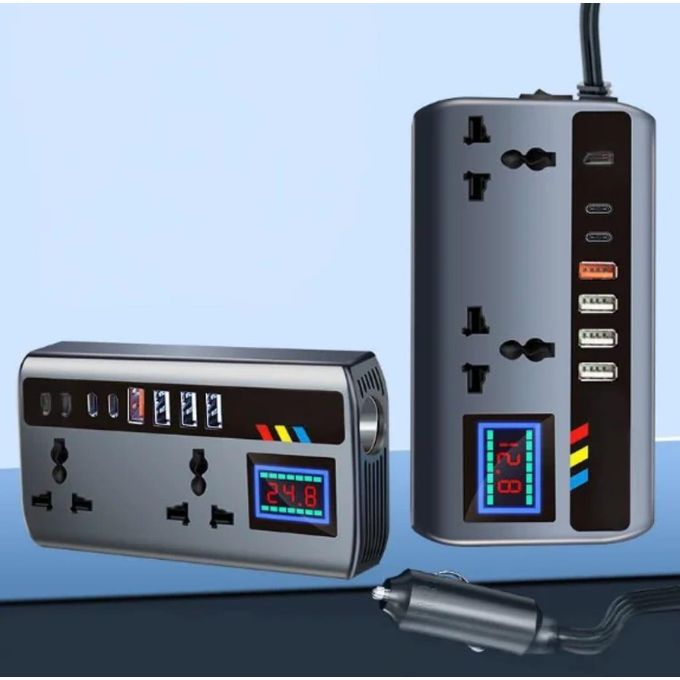 CAR and TRUCK inverter 12v,24v  universal converter mobile phone dual flash 2 charging socket  pots   200W Car Power Inverter，Durable Power Converter.4 USB Ports.