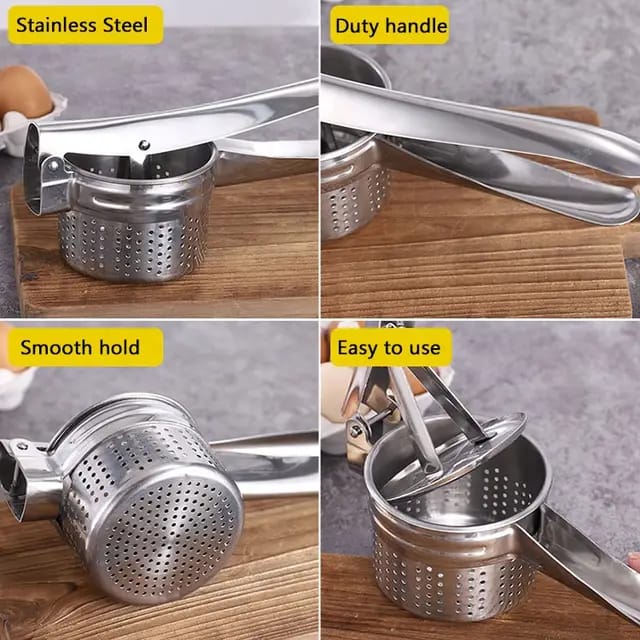 Stainless Steel Potato Ricer & Masher Press – Heavy-Duty Tool for Smooth Mashed Potatoes, Baby Food, Fruits, Vegetables & Juicing