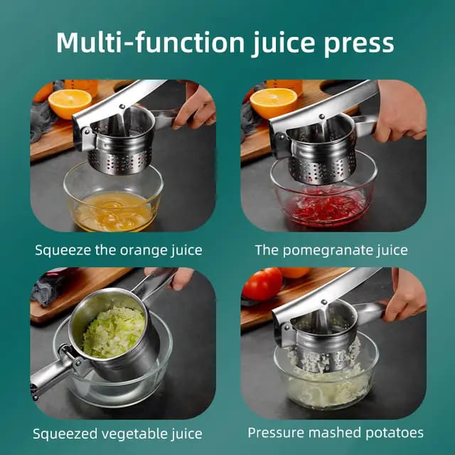Stainless Steel Potato Ricer & Masher Press – Heavy-Duty Tool for Smooth Mashed Potatoes, Baby Food, Fruits, Vegetables & Juicing