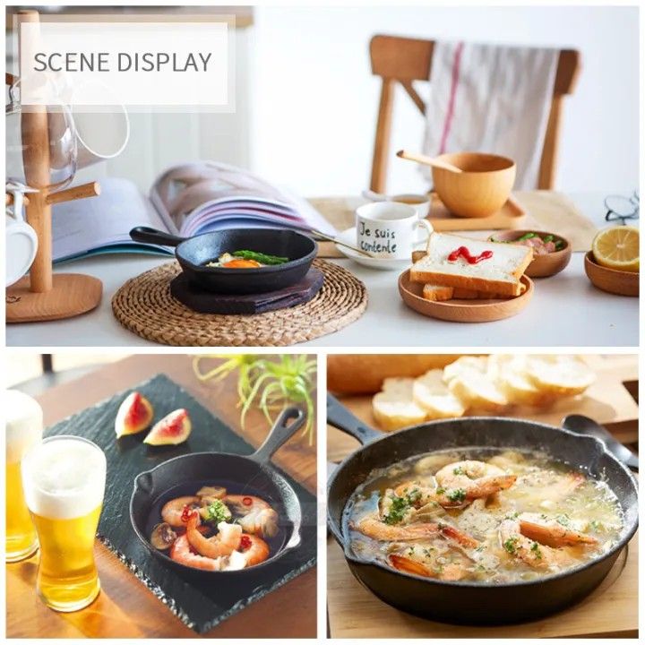 4 pieces of Cast Iron Frying Pans – Heavy-Duty Non-Stick Skillet for Egg, Steak & Stir-Fry | 16CM/20CM/26CM Sizes | For Gas, Induction, Halogen, Electric & More