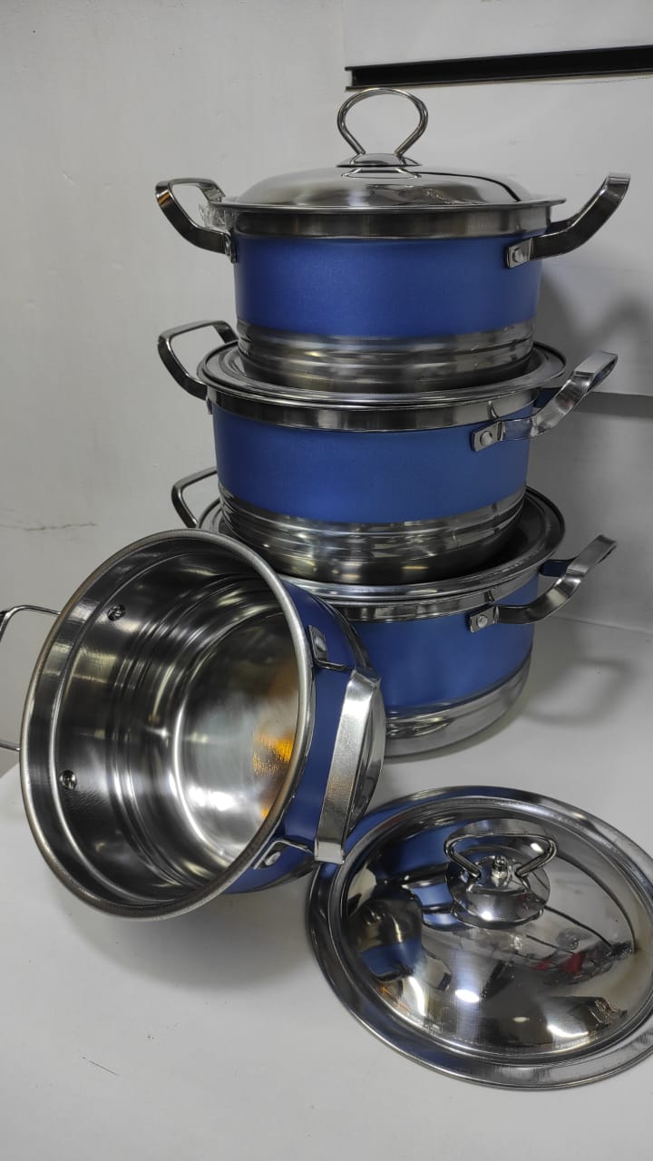 4-Piece Medium Gauge Cookware Set (18–24cm) – Gas, Hot Plate, Induction & Halogen Compatible Sufuria Set with Lids for Efficient Daily Cooking