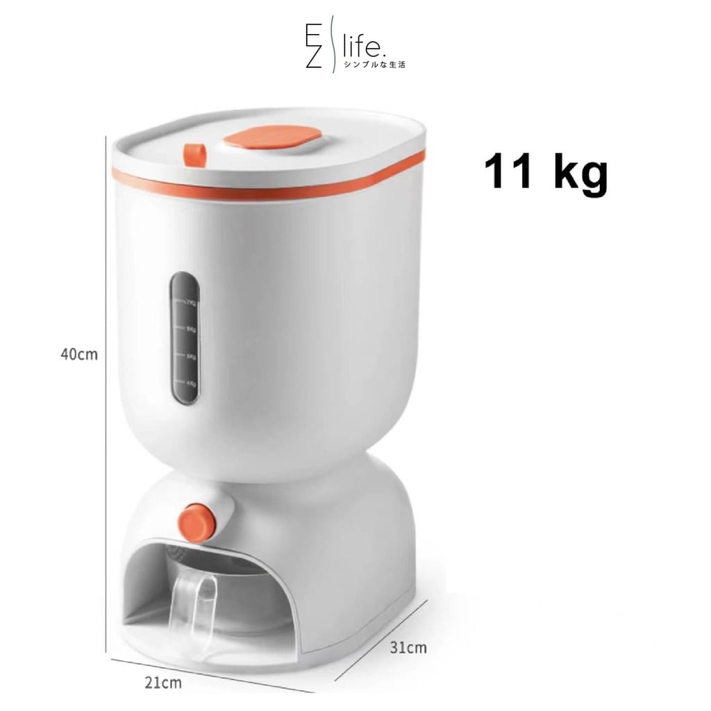 11kg Automatic Rice Dispenser with Rinsing Cup – Smart Grain Storage Box, Moisture-Proof & Durable Kitchen Container (21x31x40cm)