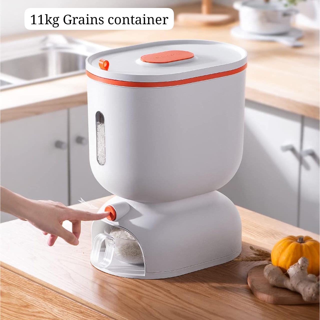 11kg Automatic Rice Dispenser with Rinsing Cup – Smart Grain Storage Box, Moisture-Proof & Durable Kitchen Container (21x31x40cm)