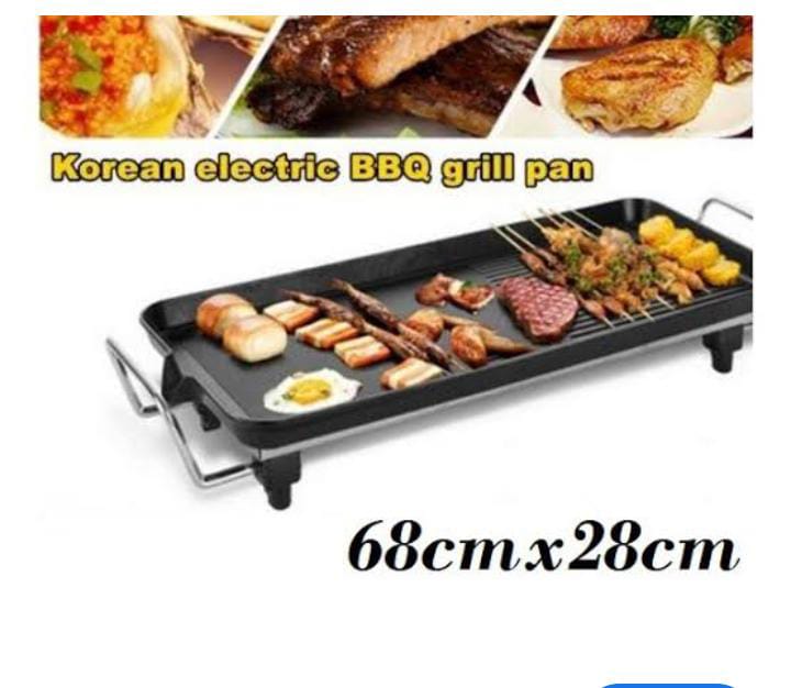 Electric BBQ Grill Pan – Smokeless Non-Stick Hot Plate | Multifunctional Kitchen Griddle for Nyama Choma, Barbecue, Roasting, Frying (68×28cm)