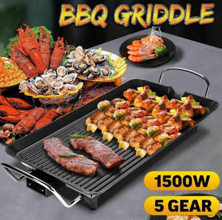 Electric BBQ Grill Pan – Smokeless Non-Stick Hot Plate | Multifunctional Kitchen Griddle for Nyama Choma, Barbecue, Roasting, Frying (68×28cm)