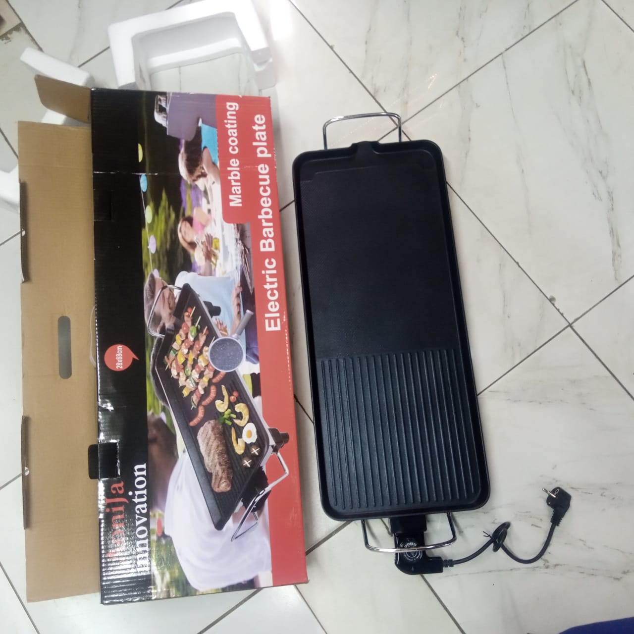 Electric BBQ Grill Pan – Smokeless Non-Stick Hot Plate | Multifunctional Kitchen Griddle for Nyama Choma, Barbecue, Roasting, Frying (68×28cm)