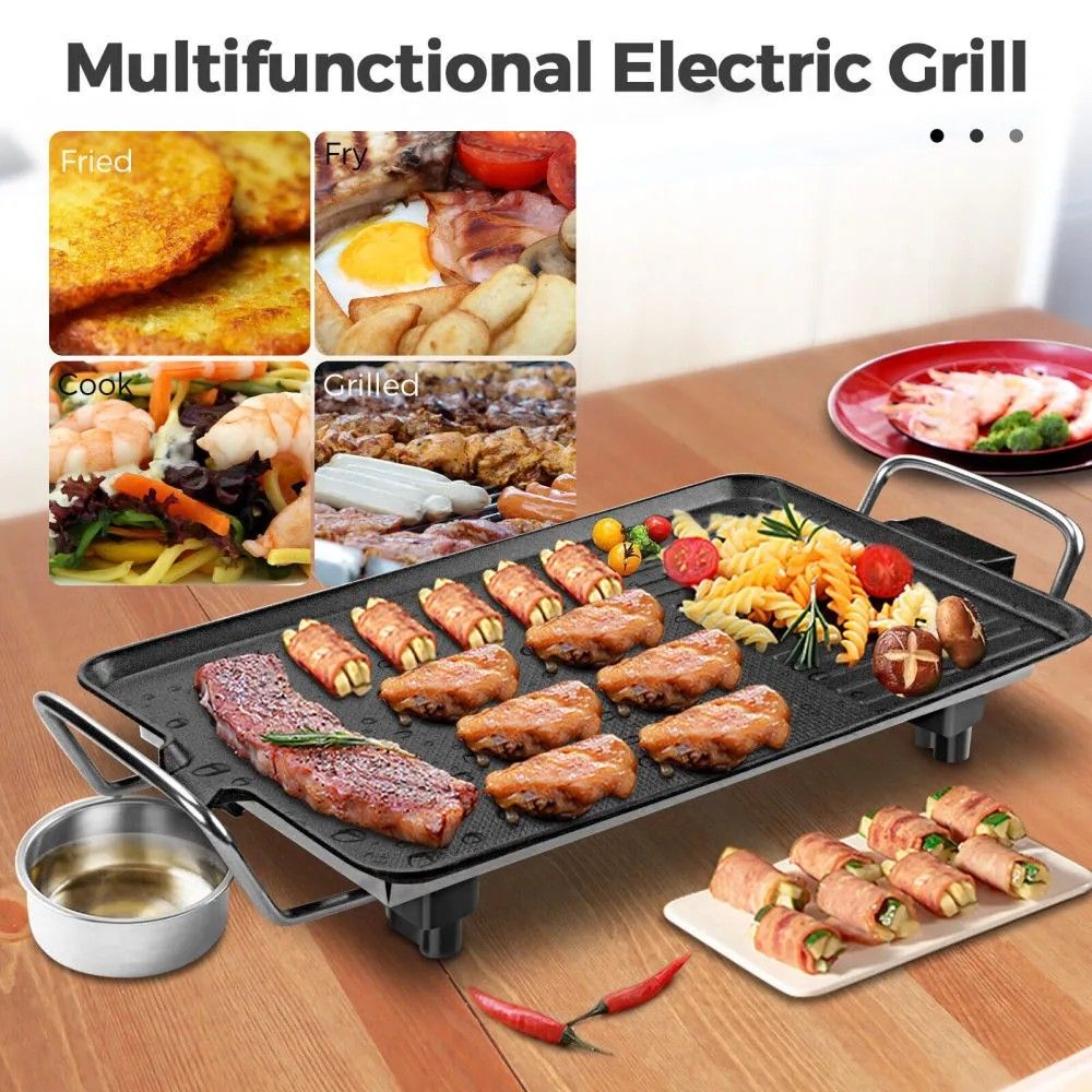 Electric BBQ Grill Pan – Smokeless Non-Stick Hot Plate | Multifunctional Kitchen Griddle for Nyama Choma, Barbecue, Roasting, Frying (68×28cm)