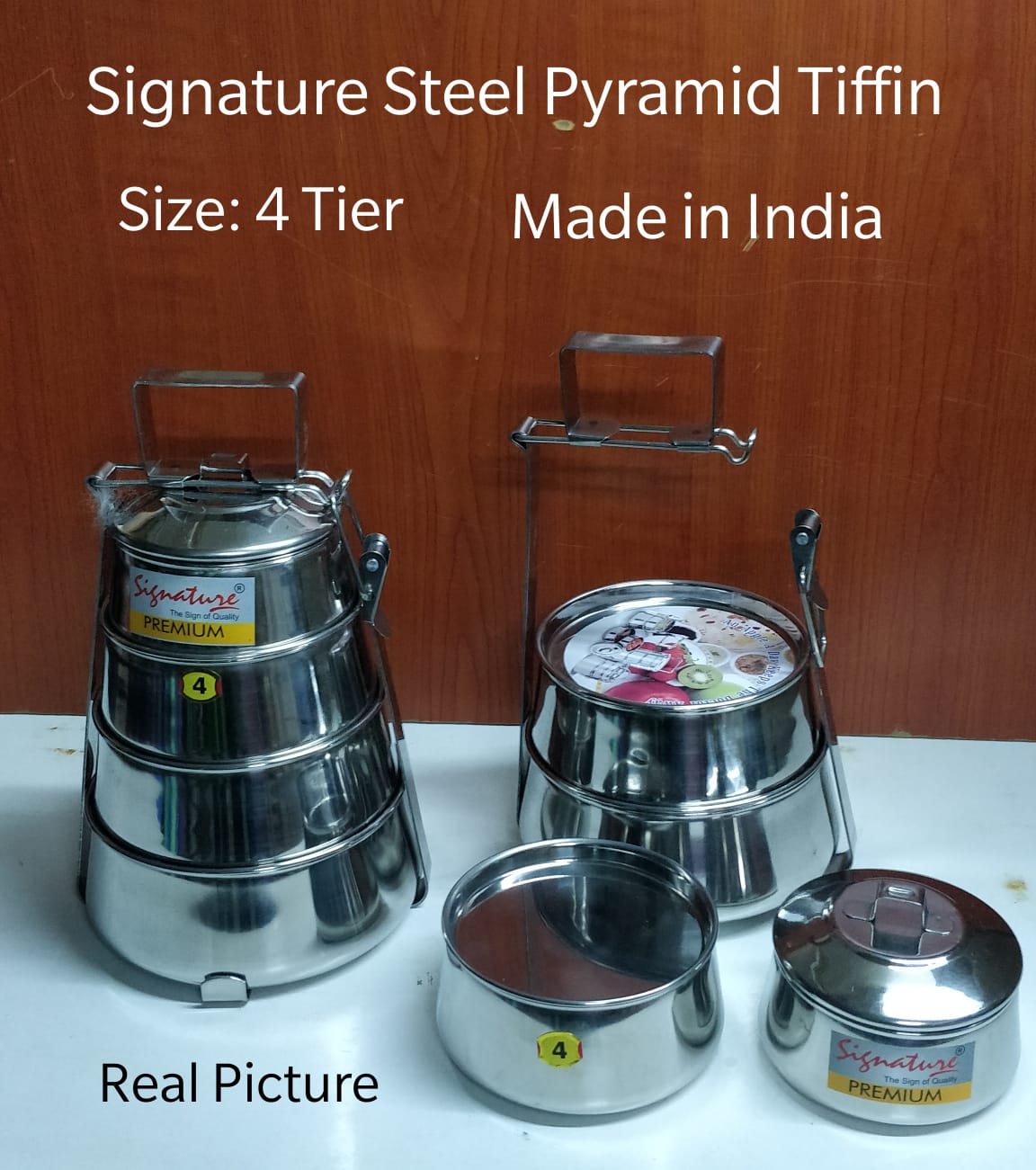Signature Stainless Steel Pyramid Tiffin – Durable, Multi-Tier Stackable Lunch Box | Compact, Leak-Resistant Food Carrier for School, Office & Travel