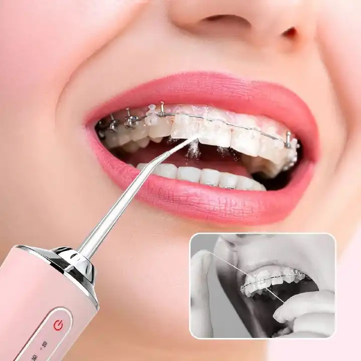 Dental Water Jet Irrigator – 4 Nozzles, 3 Cleaning Modes, 1400rpm Teeth Cleaner for Braces & Oral Hygiene | Portable Dental Flosser with 95% Cleaning Efficiency