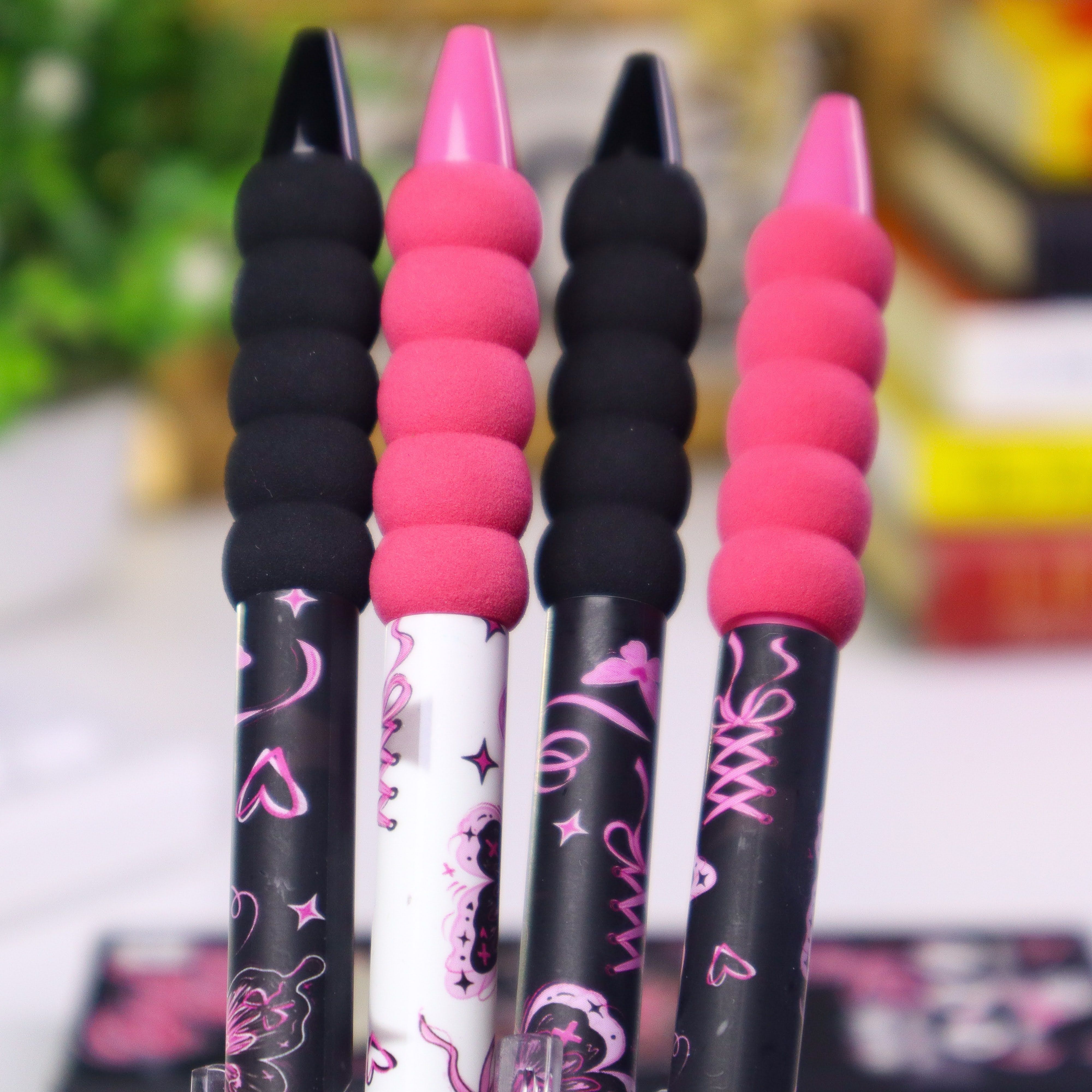 Cute pens set | Set of 4 0.5mm Pens|  Aesthetic pen | Stationery set | Black Ink School pens | Gift pens | Smooth writing pens | Cute stationery Kenya | Comfortable Grip and Quick Drying