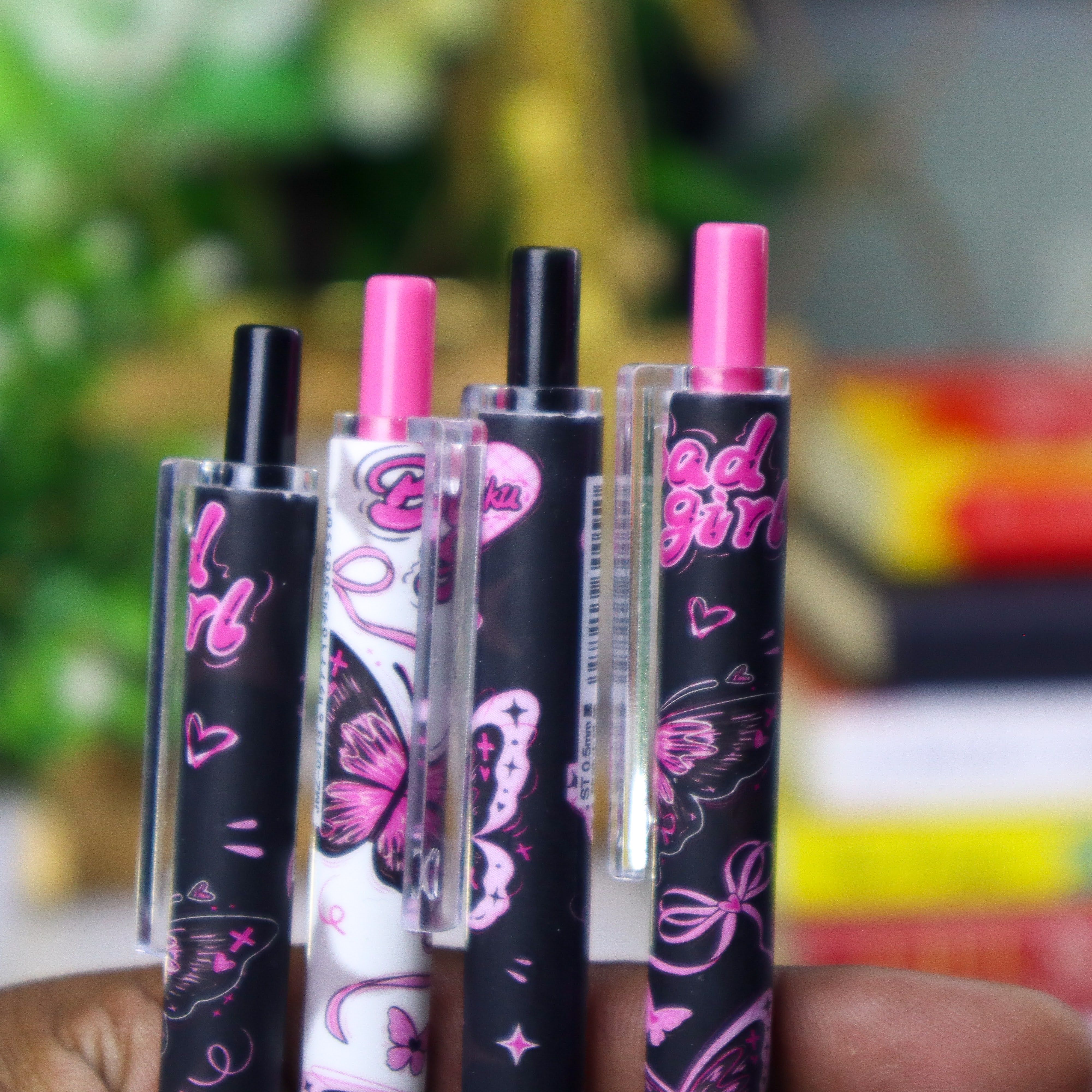 Cute pens set | Set of 4 0.5mm Pens|  Aesthetic pen | Stationery set | Black Ink School pens | Gift pens | Smooth writing pens | Cute stationery Kenya | Comfortable Grip and Quick Drying