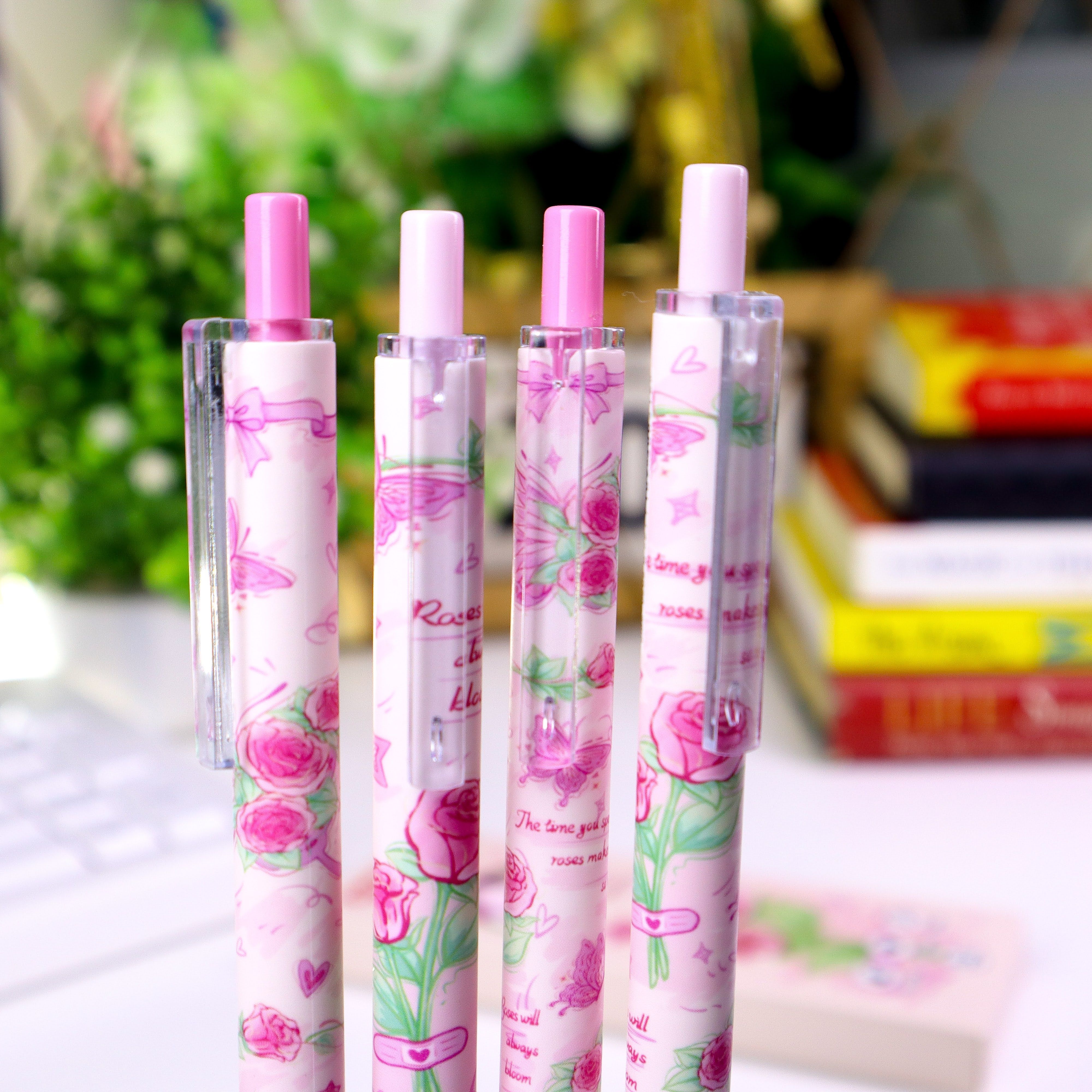 Cute pens set | Set of 4 0.5mm Pens|  Aesthetic pen | Stationery set | Black Ink School pens | Gift pens | Smooth writing pens | Cute stationery Kenya | Comfortable Grip and Quick Drying