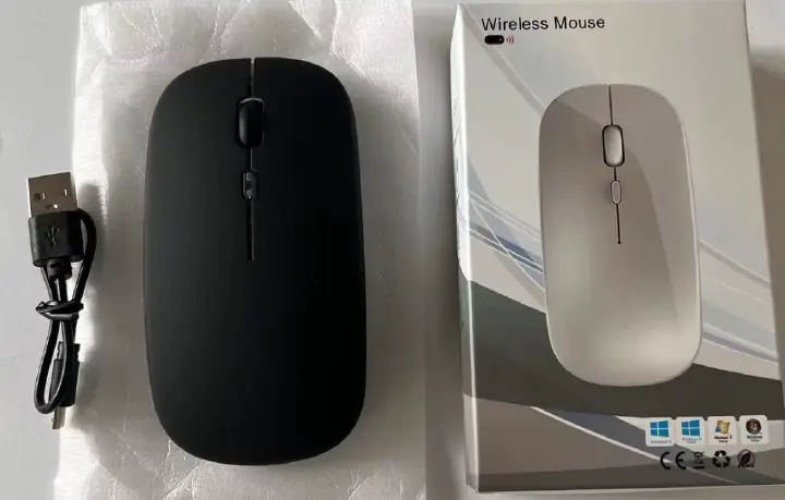 Rechargeable RGB Wireless Mouse – Silent Click, Dual-Mode Bluetooth 5.0 + 2.4G, Ergonomic Slim Design, Adjustable DPI, LED Backlit for Laptop & PC