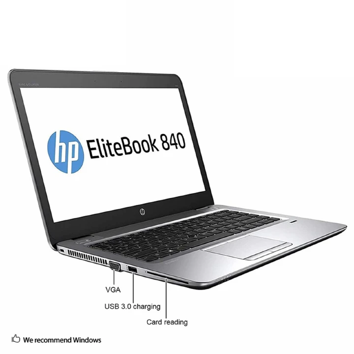 HP EliteBook 840 G4 Laptop – 14" HD Display | Intel Core i5 7th Gen | 8GB RAM | 256GB SSD | Windows 11 Pro | Silver Notebook + Free Wireless Mouse