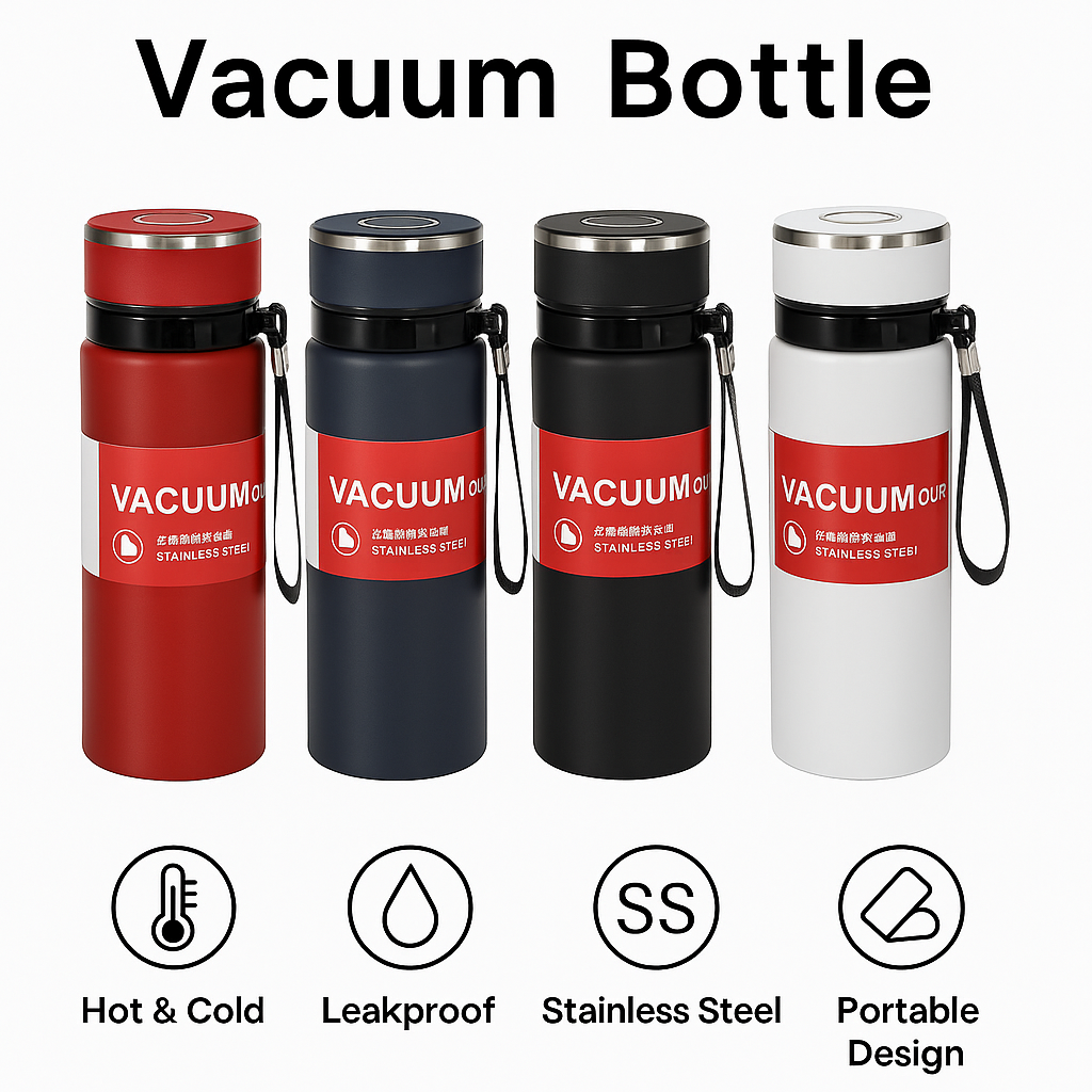 Fashion Stainless Steel Vacuum Bottle – Double Wall Thermal Flask for Hot & Cold Drinks – Leakproof, Portable, and Stylish Design for Daily Use