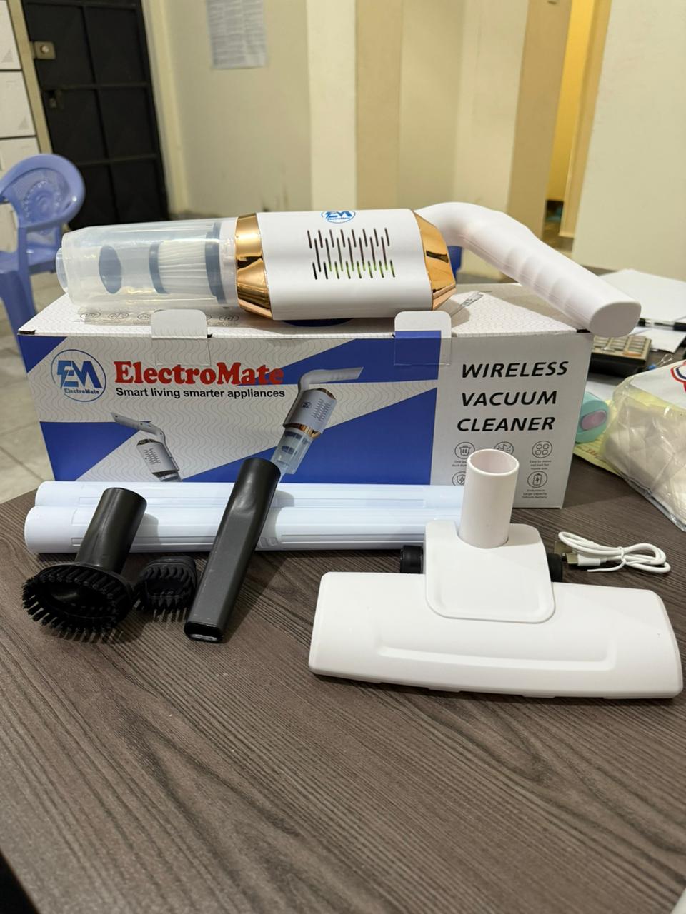 ElectroMate Wireless Vacuum Cleaner – Rechargeable Cordless Handheld Vacuum with Multiple Attachments for Home, Office & Car – Powerful & Lightweight
