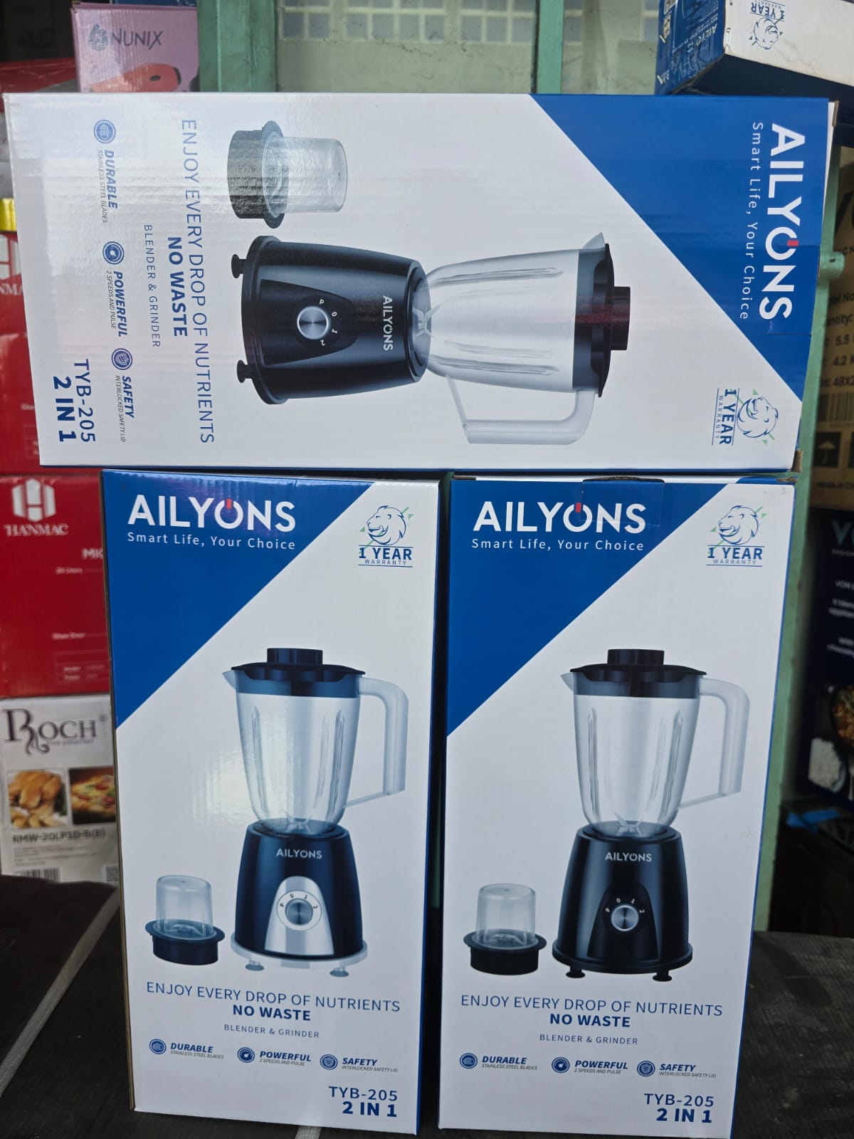 Ailyons 2-in-1 Blender & Grinder TYB-205 – Powerful 350W Motor, Durable Stainless Steel Blades, 1.5L Jar, Multipurpose Food Processor for Smoothies, Juices, Spices & Baby Food – Safe & Easy to Use