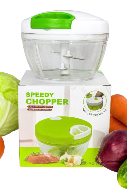 Speedy Manual Food Chopper – Hand-Pull Quick Vegetable & Meat Cutter, Multi-Blade Mini Chopper for Onions, Tomatoes, Garlic, Herbs, Salads, Baby Food & Kitchen Meal Prep