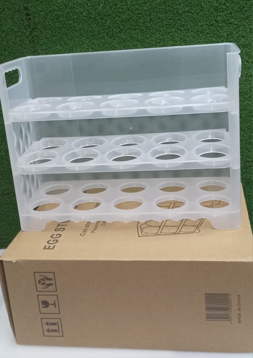 3-Tier Large Capacity Egg Tray Organizer – BPA-Free Fridge Egg Storage Rack | Stackable, Space-Saving Kitchen Organizer for Fresh Eggs | Transparent Plastic Egg Holder for Home Refrigerator