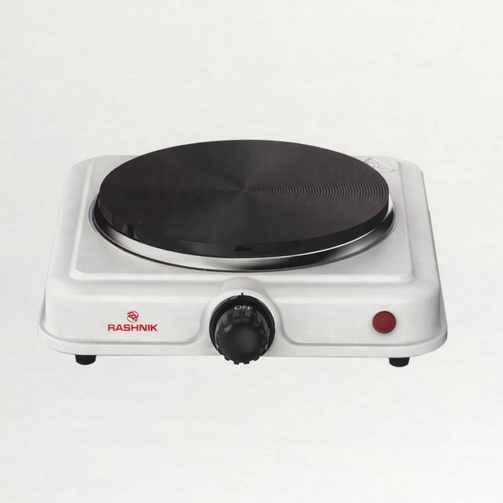 Rashnik Single Electric Hot Plate 1000W – Portable Tabletop Cooker with Adjustable Temperature Control, Energy Saving Electric Stove for Home, Office, Hostel & Travel Cooking