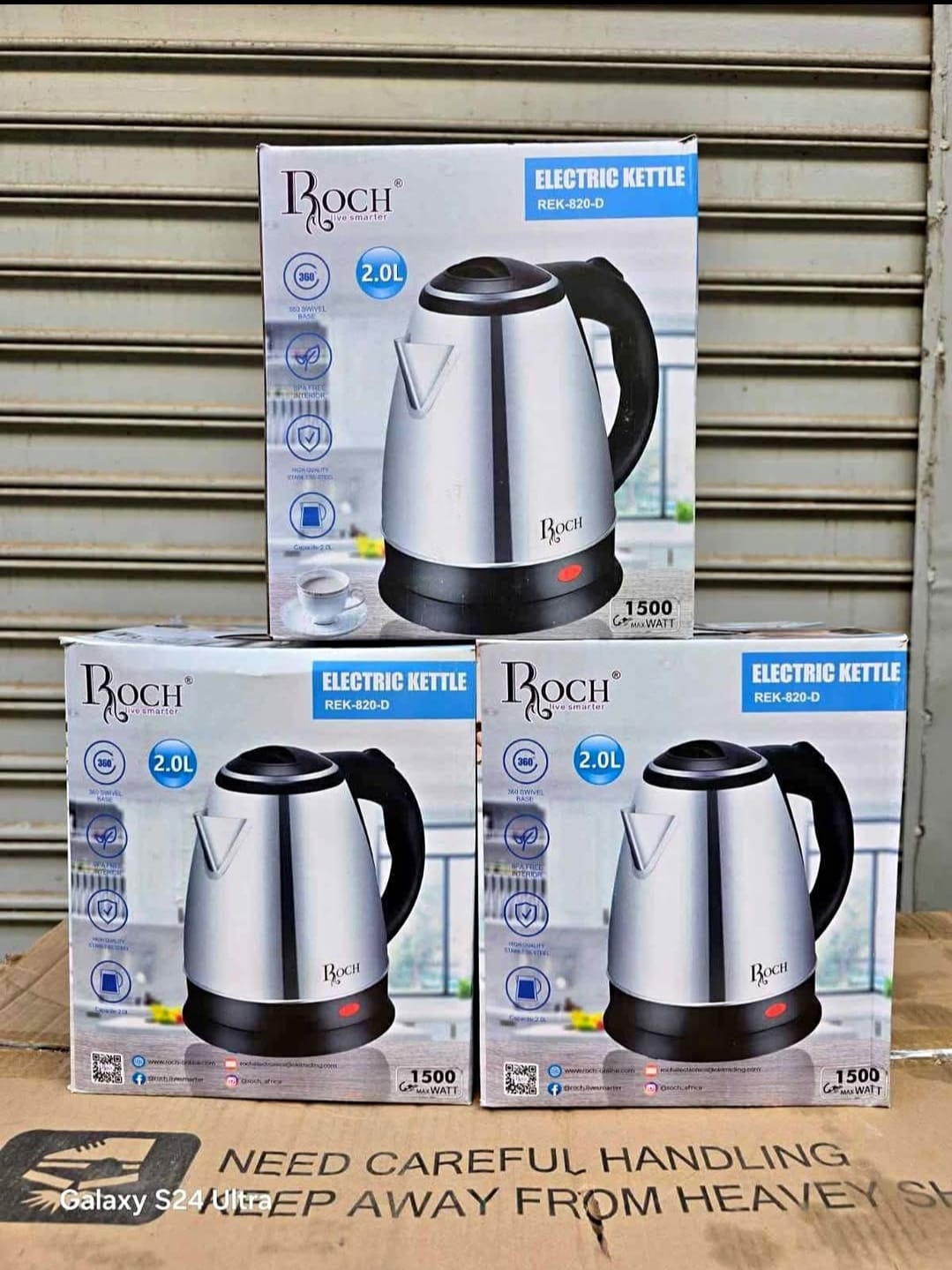 Roch 2.0 Litres Electric Kettle REK-820-D –  Stainless Steel Cordless Kettle with 360° Swivel Base, Fast Boil & Auto Shut-Off for Home & Office