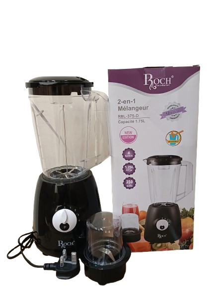 Roch 2 in 1 Blender Grinder – Powerful Electric Blender with Dry Grinder Jar for Smoothies, Spices, Nuts & Everyday Kitchen Food Preparation