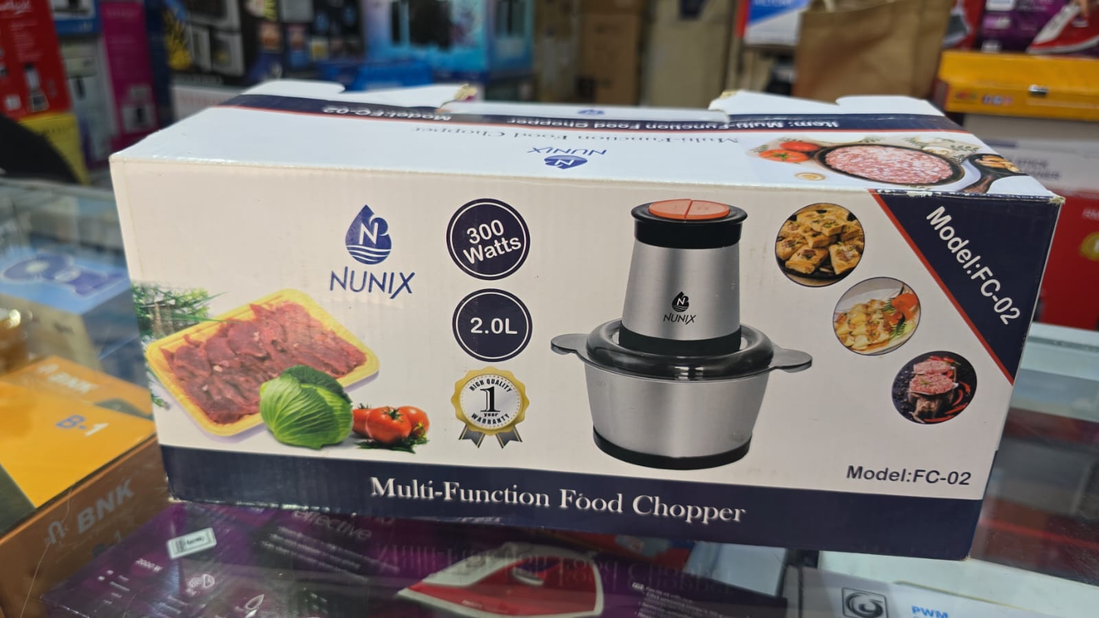 Nunix 2L Electric Food Chopper – High Power Kitchen Vegetable & Meat Chopper, Stainless Steel Blades, 2 Litre Bowl, Multi-Function Food Processor for Home Use