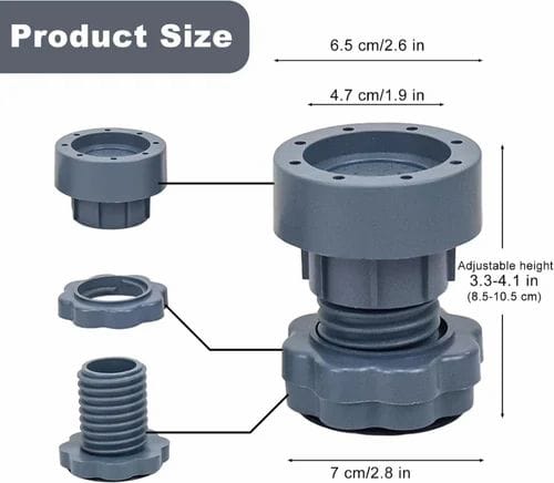 4Pcs Heavy duty Adjustable Height Washing Machine Anti Vibration Pad Shock Non Slip Feet Pads Refrigerator Furniture Protector
