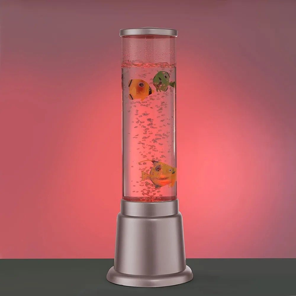 LED Water bubble Aquarium Column 38cm Bubble fish tank, tall water tower, artificial fish tank, electric aquarium, Colour Changing 5 Fish Lava Lamp Mini Decorative Column
