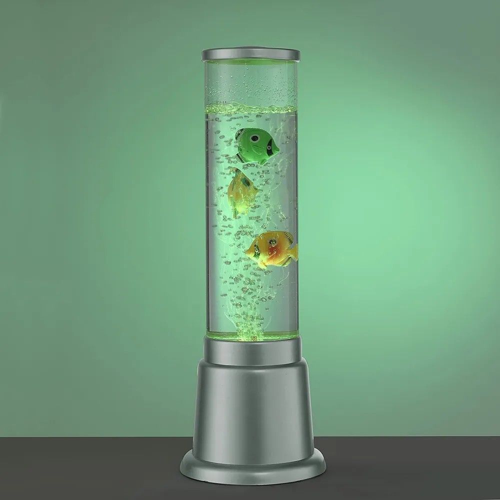 LED Water bubble Aquarium Column 38cm Bubble fish tank, tall water tower, artificial fish tank, electric aquarium, Colour Changing 5 Fish Lava Lamp Mini Decorative Column