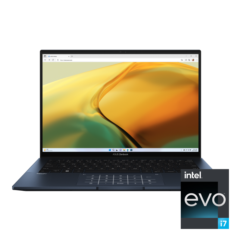 Brand New ASUS Zenbook 14 OLED UX3402ZA  Laptop Intel Core i7 1260P 2.1 GHz EVO Intel Iris Xe Graphics 14" WQXGA  touch screen 16GB LPDDR5 on board Ram 512GB M.2 NVMe PCIe SSD Windows 11 Ponder Blue