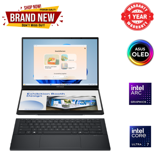 Brand New ASUS Zenbook Duo OLED Laptop (UX8406MA) Intel Core Ultra 7 Processor 155H,16GB LPDDR5X RAM 1TB M.2 NVMe PCIe 4.0 SSD Intel Arc Graphics,Dual 14.0" 3K (2880 x 1800) ASUS Lumina OLED
