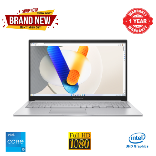 Brand New ASUS Vivobook 15 (X1504VA-E81185W) Intel Core i5-1315U 8GB DDR4 onboard 512GB PCIe NVMe SSD 15.6-inch Full HD (1920 x 1080) Intel® UHD Graphic WIN 11 Chiclet Keyboard Silver 1 Year Warranty