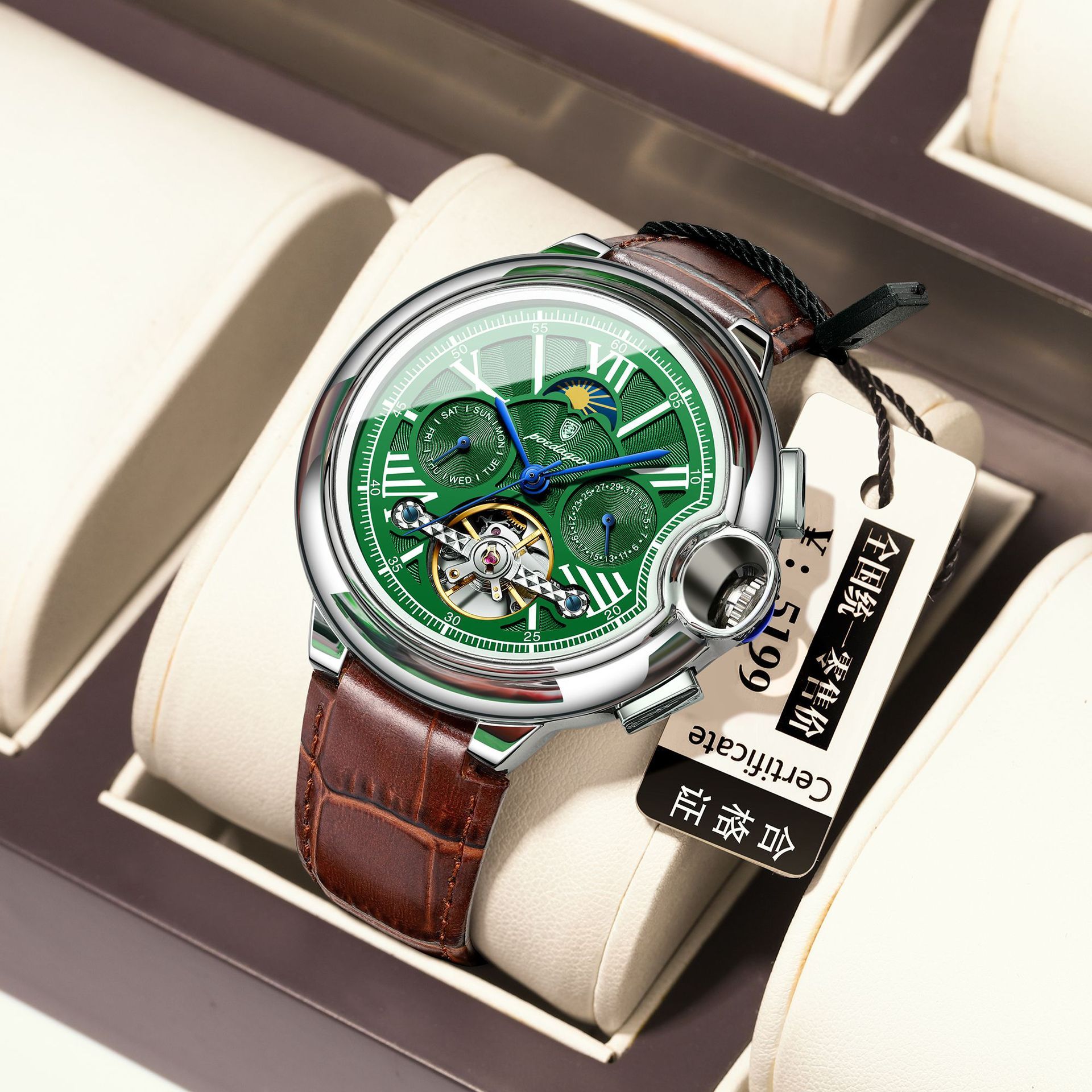 POEDAGAR Official Certified Product 2025 New Men’s Mechanical Watch Waterproof Men's Automatic Tourbillon Wristwatch