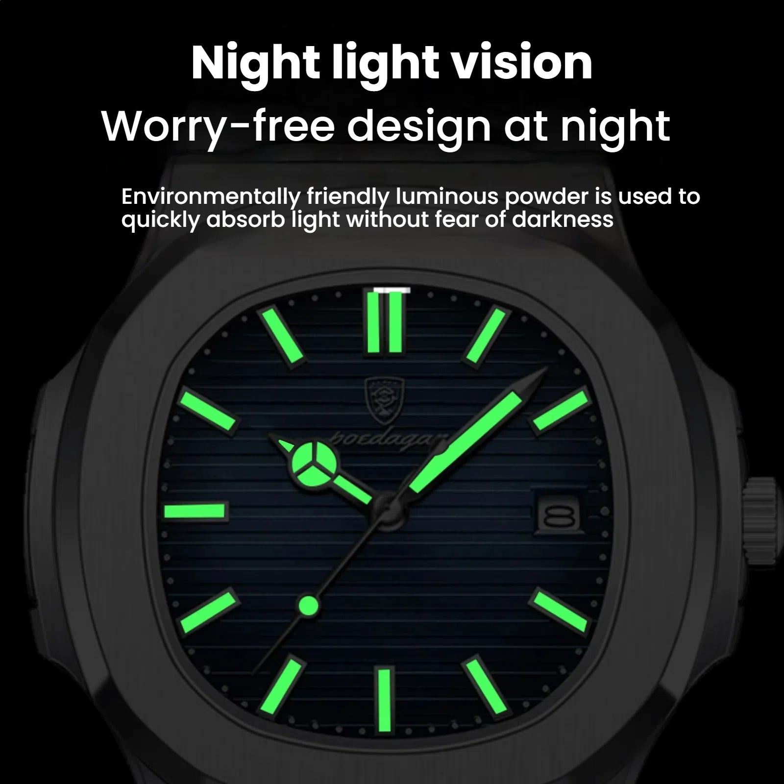 POEDAGAR Official Certified Product 2025 New waterproof ultra-thin men's night vision watch calendar quartz watch