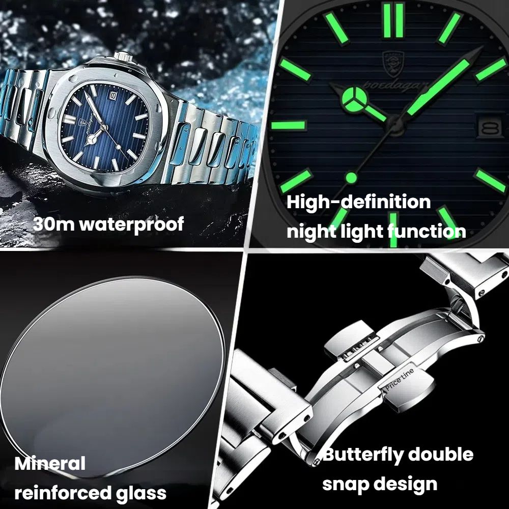 POEDAGAR Official Certified Product 2025 New waterproof ultra-thin men's night vision watch calendar quartz watch