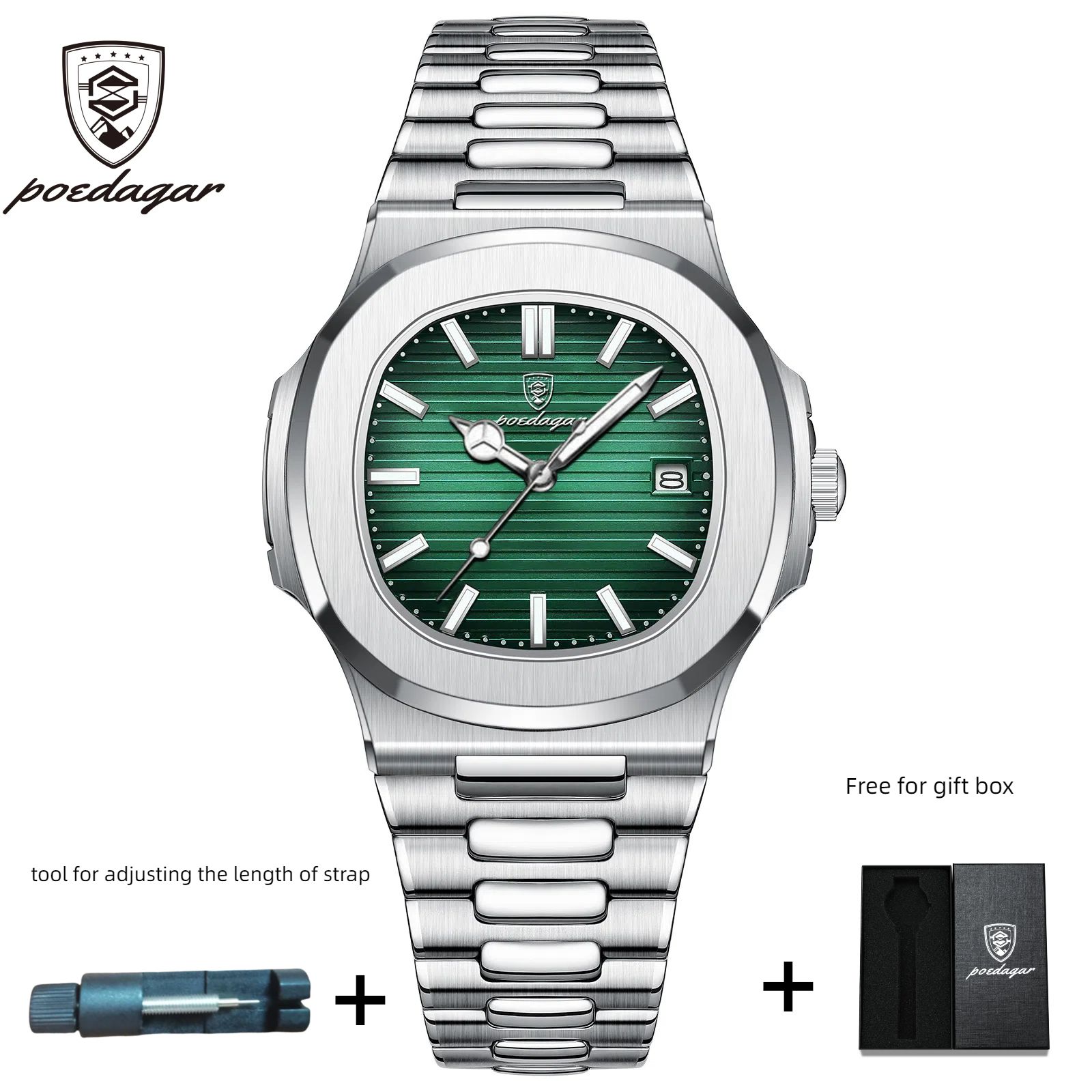 POEDAGAR Official Certified Product 2025 New waterproof ultra-thin men's night vision watch calendar quartz watch