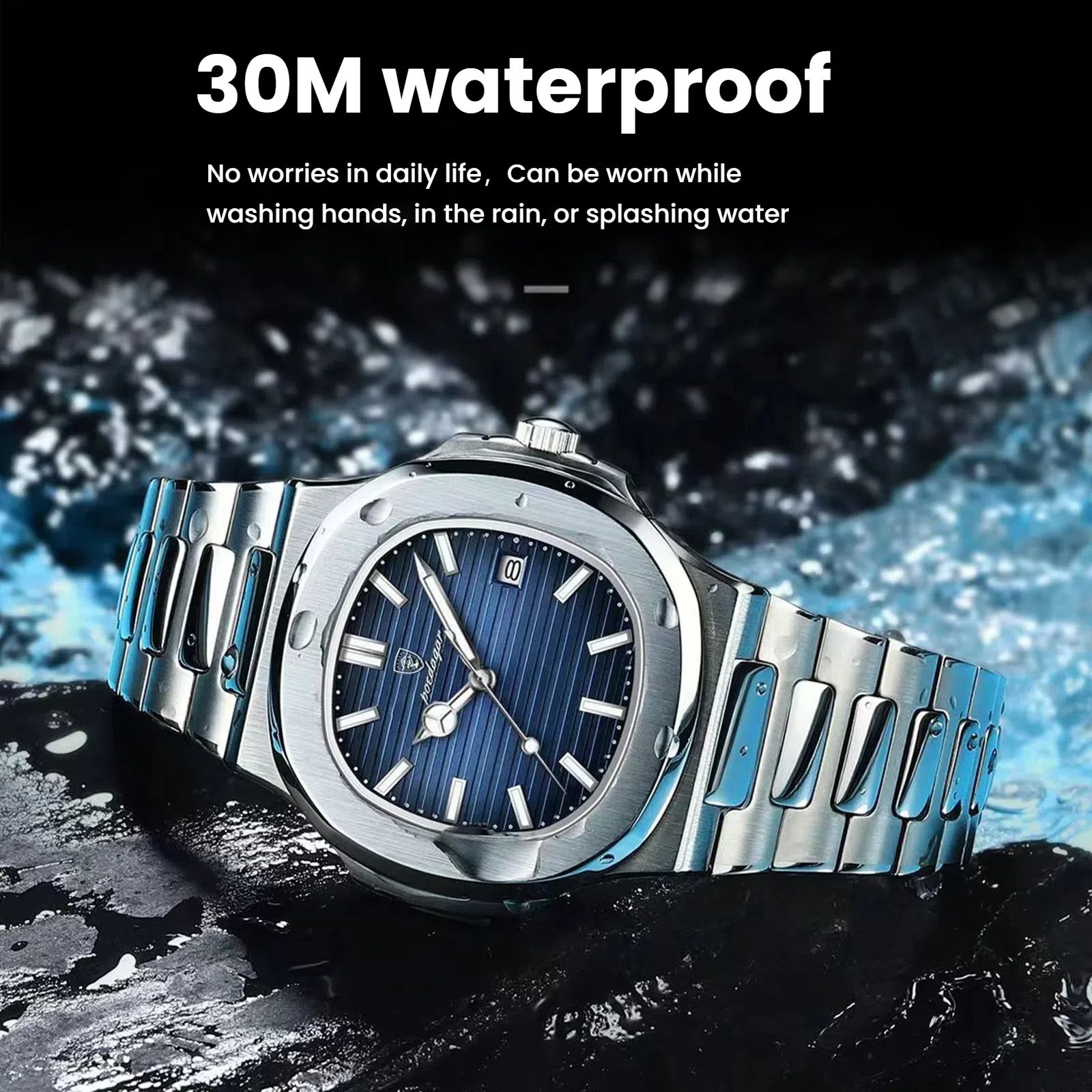 POEDAGAR Official Certified Product 2025 New waterproof ultra-thin men's night vision watch calendar quartz watch